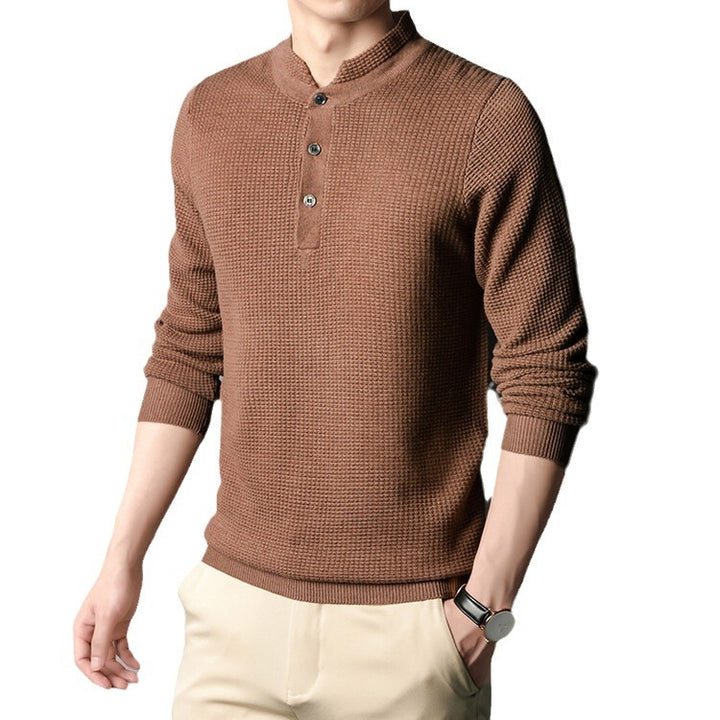 Herren Strukturierter Langarm-Pullover mit Knopfleiste Echoarchiv