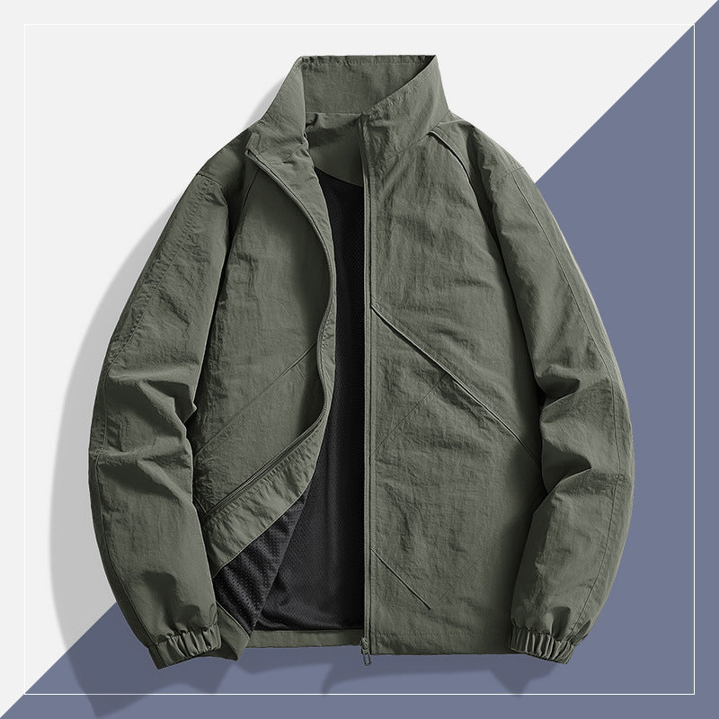 Herren Leichte technische Windjacke mit Mesh-Innenfutter, Stehkragen und elastischen Bündchen Echo Archiv