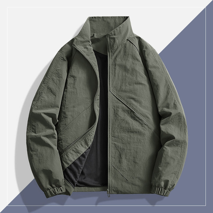 Herren Leichte technische Windjacke mit Mesh-Innenfutter, Stehkragen und elastischen Bündchen Echo Archiv