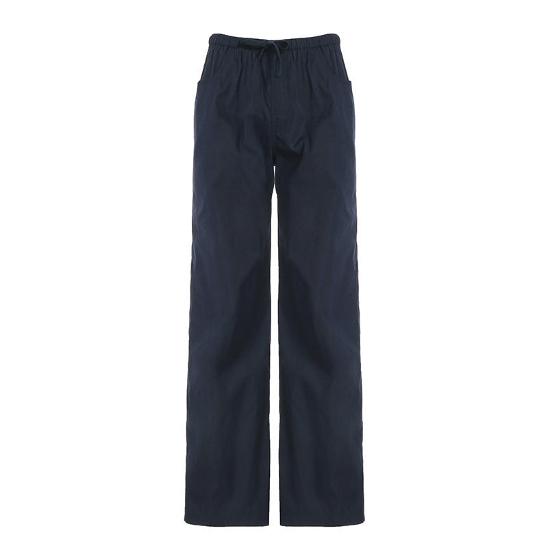 Damen Weite Baumwoll-Hose mit Elastikbund, Tunnelzug und Eingrifftaschen Echo Archiv