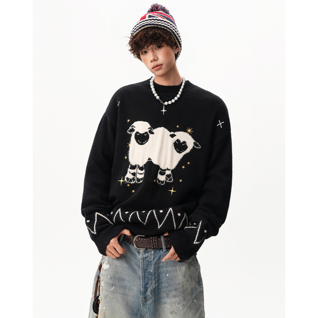 Herren Grobstrickpullover mit tierischem Motiv Echoarchiv