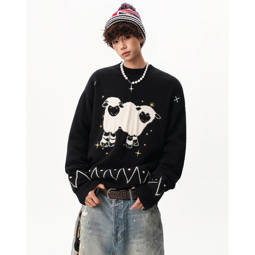 Herren Grobstrickpullover mit tierischem Motiv Echoarchiv