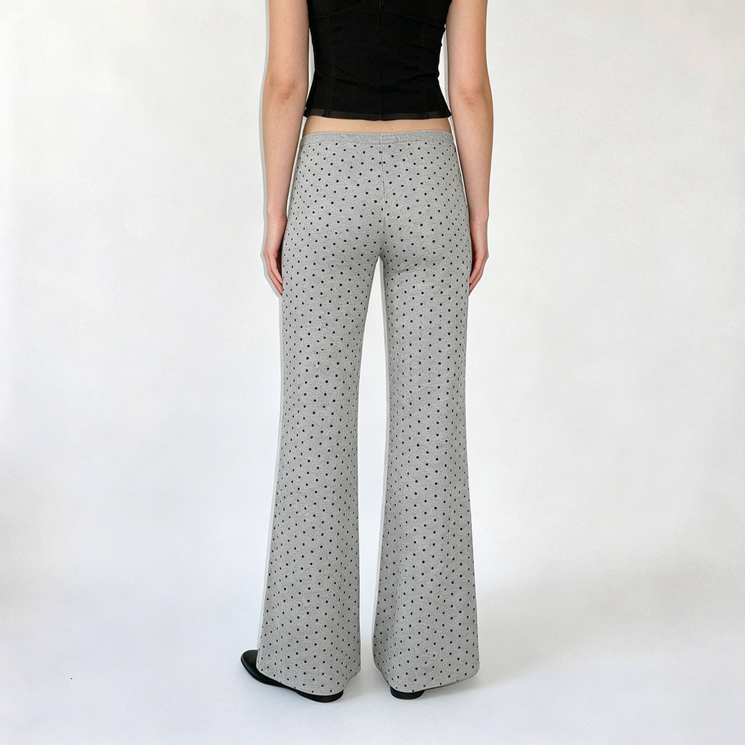 Damen nan gemütliche Highwaist-Loungehose mit weitem Schlag, elastischem Komfortbund, Kordelzug und dezentem Punkte-Print Echo Archiv