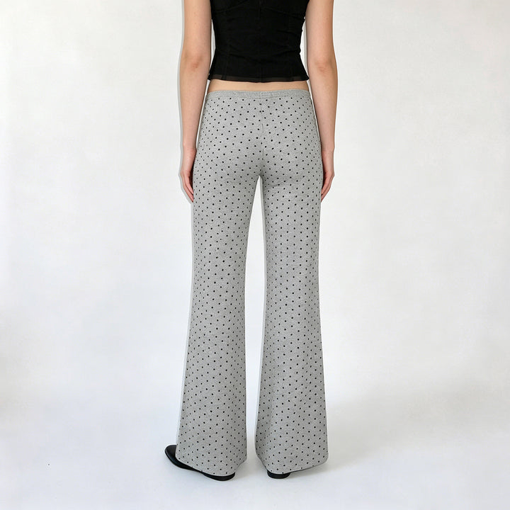 Damen nan gemütliche Highwaist-Loungehose mit weitem Schlag, elastischem Komfortbund, Kordelzug und dezentem Punkte-Print Echo Archiv