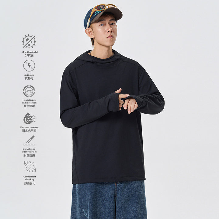 Herren Kapuzenpullover mit hohem Schalkragen aus technischem Stretchjersey Echo Archiv