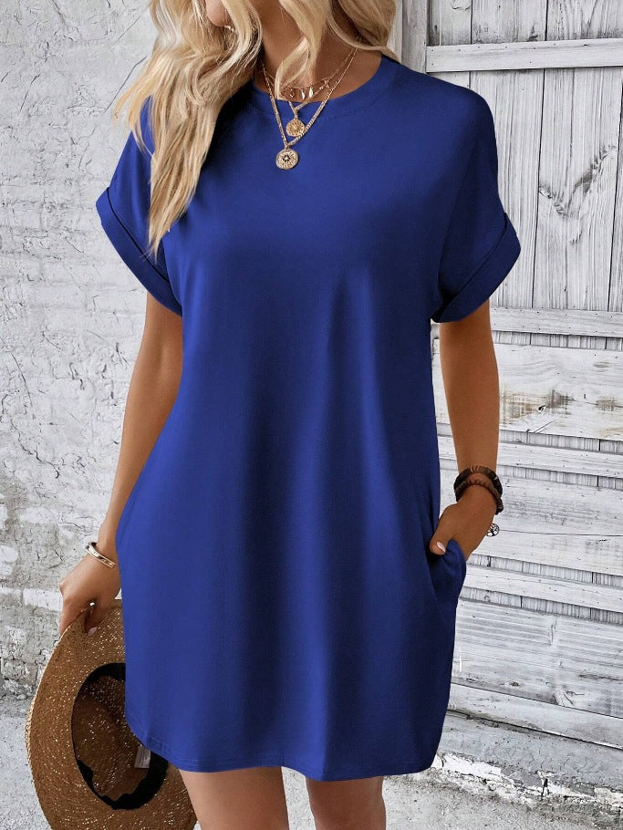 Damen Lockeres T-Shirt-Kleid mit praktischen Taschen und lässigem Design Echoarchiv