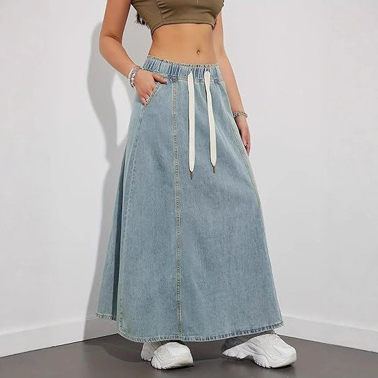 Damen Jeans-Midirock mit elastischem Tunnelzug Echo Archiv
