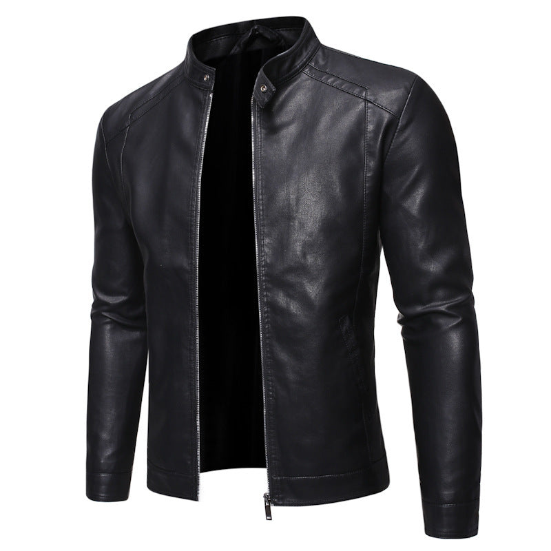 Herren Slim‑Fit Pilotblouson aus weichem Kunstleder mit Druckknopf‑Stehkragen Echo Archiv