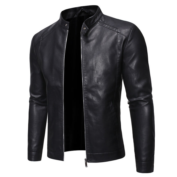 Herren Slim‑Fit Pilotblouson aus weichem Kunstleder mit Druckknopf‑Stehkragen Echo Archiv