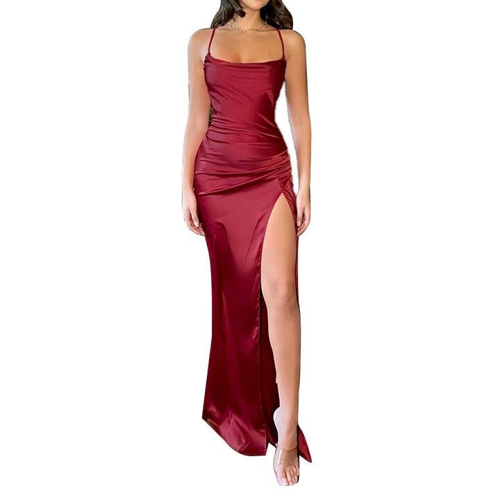 Damen Elegantes Maxikleid mit raffiniertem Schlitz und glattem Obermaterial Echo Archiv