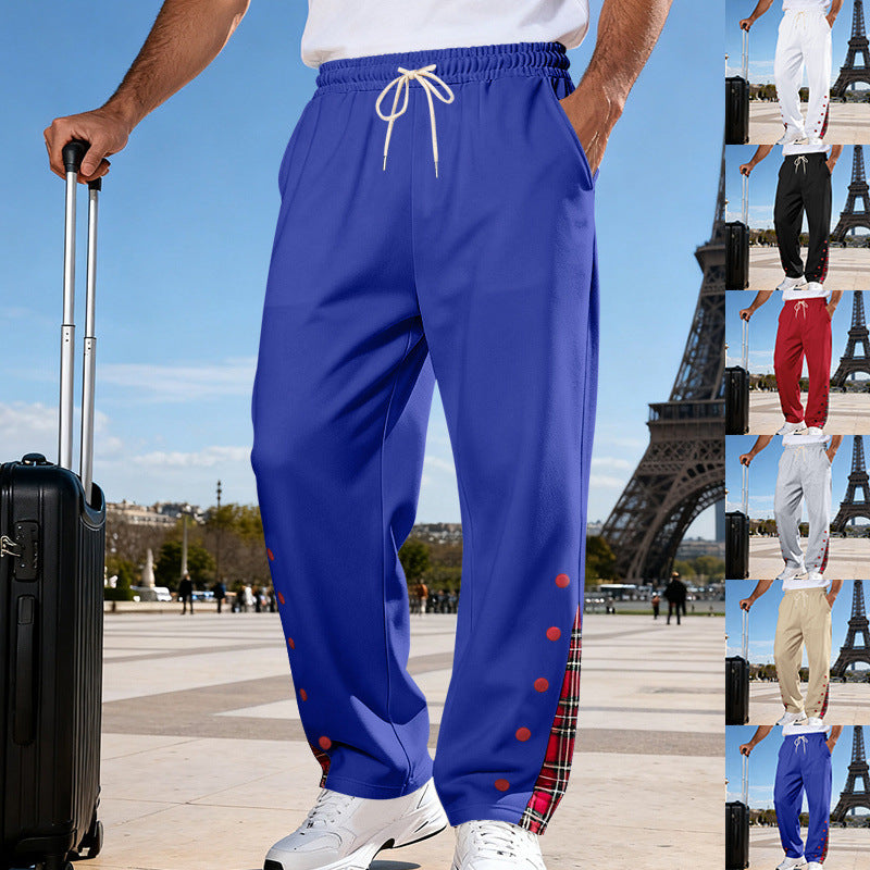 Herren Lässige Sweatpants mit Karoinnenblende und Druckknopf-Leiste – Sorevano