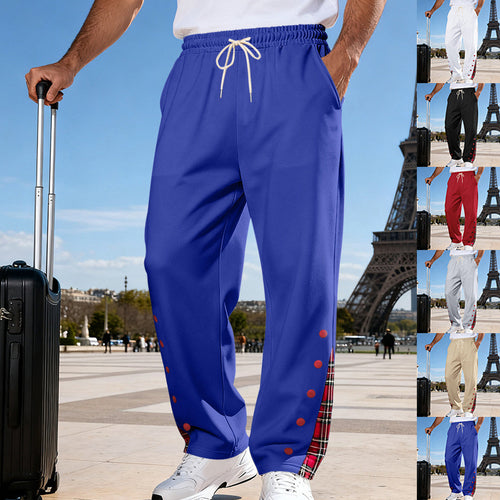 Herren Lässige Sweatpants mit Karoinnenblende und Druckknopf-Leiste – Sorevano