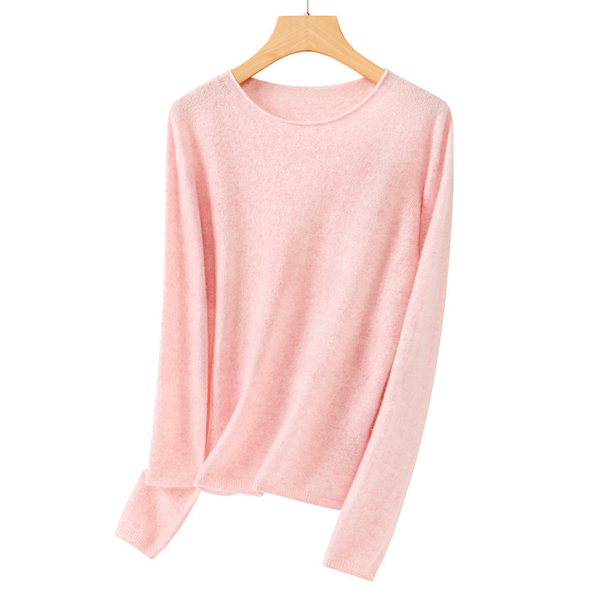 Damen Feiner ultraleichter Rundhalspullover aus Mikrofaser-Feinstrick mit minimalistischer Silhouette Echoarchiv