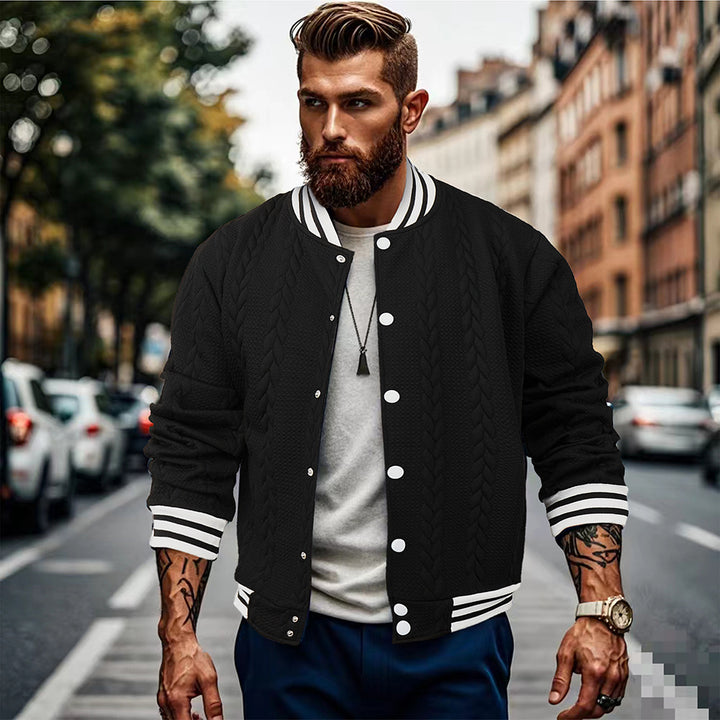 Herren Sportswear-Bomberjacke mit strukturiertem Design und Kontraststreifen Echoarchiv