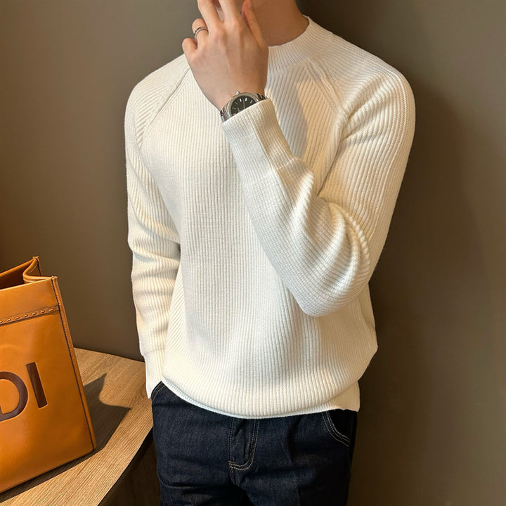 Herren Feinstrick-Henley-Pullover mit Raglanärmeln und feiner Rippstruktur Echoarchiv