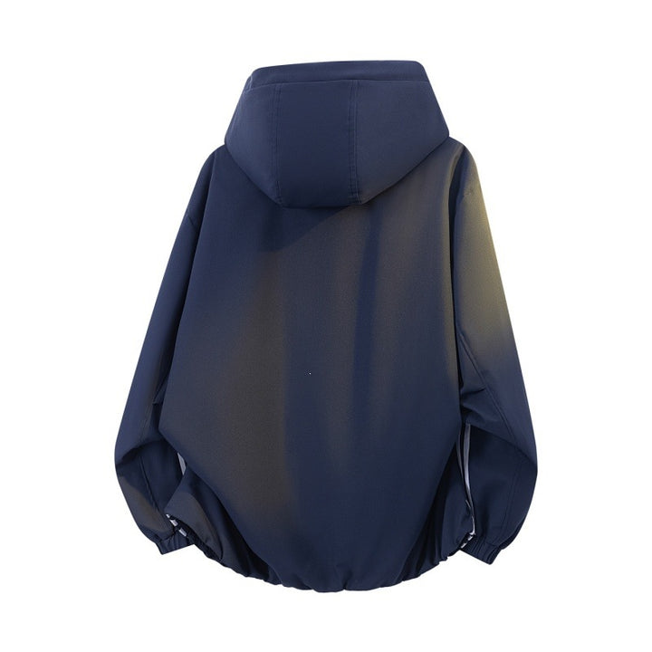 Herren Sportlich-urbane Oversize Windbreaker-Jacke mit Kapuze, reflektierenden Einsatzstreifen und elastischem Saum Echoarchiv