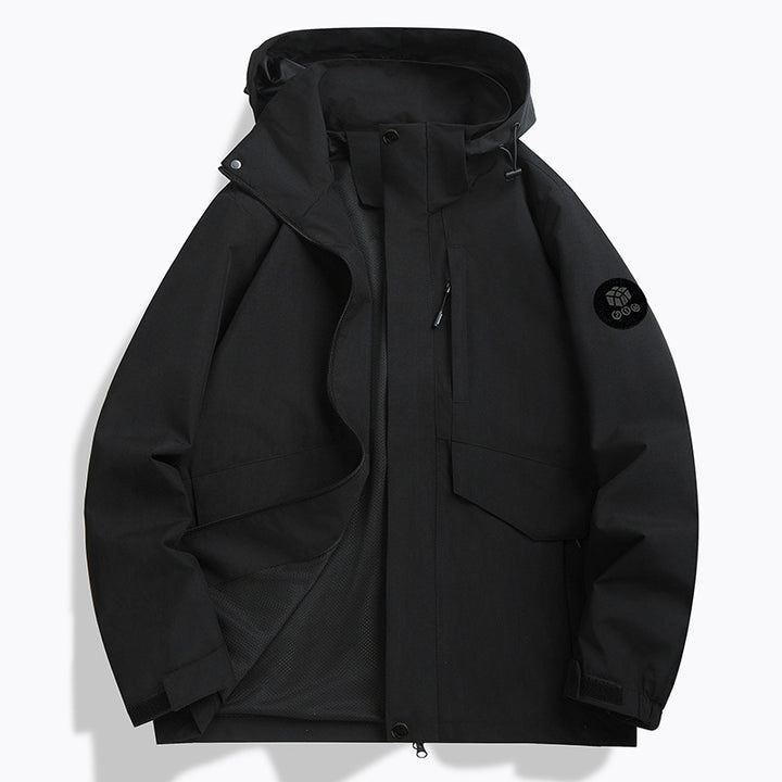 Herren Wetterfeste Softshell‑Jacke mit Mesh‑Futter, verstellbarer Kapuze und abdeckbarer Reißverschlussleiste Echo Archiv
