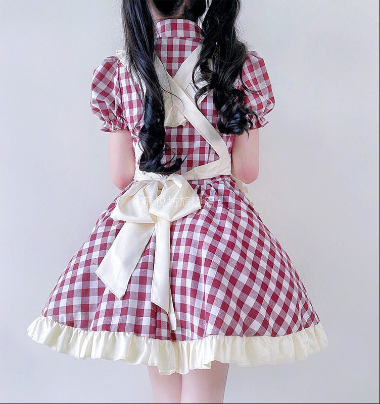 Damen Nostalgisches Dienstmädchenkleid mit Rüschendetails Echo Archiv