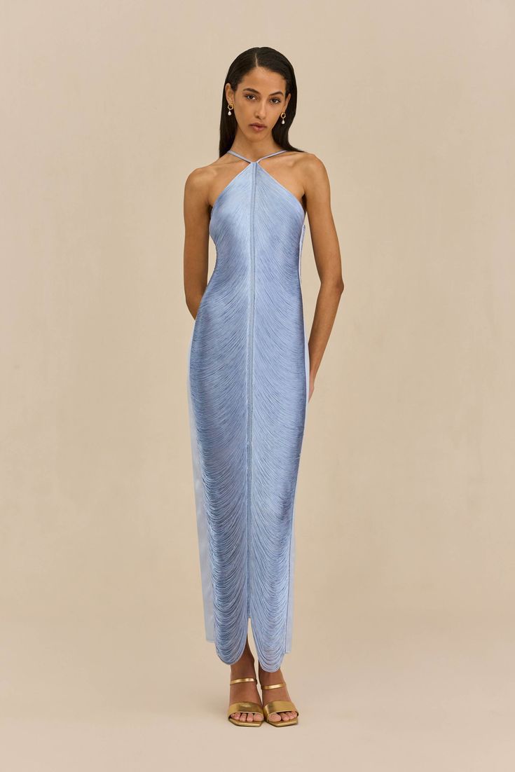 Damen Langkleid mit raffiniertem Schlitz und elegantem Kragen Echo Archiv