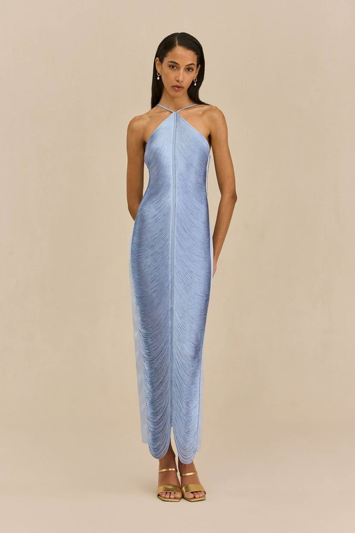 Damen Langkleid mit raffiniertem Schlitz und elegantem Kragen Echo Archiv