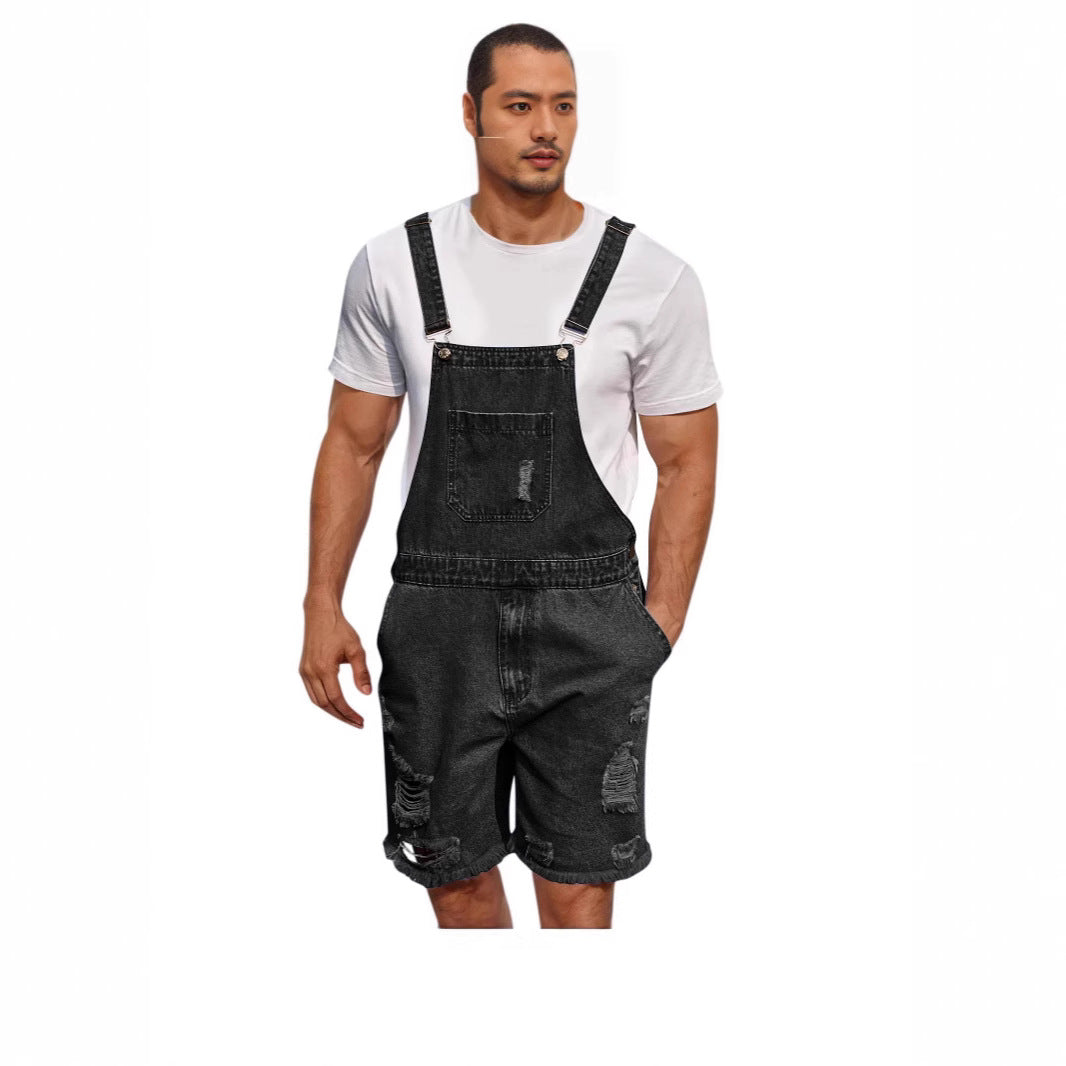 Herren Lässige Denim-Latzhose im distressed Look Echoarchiv