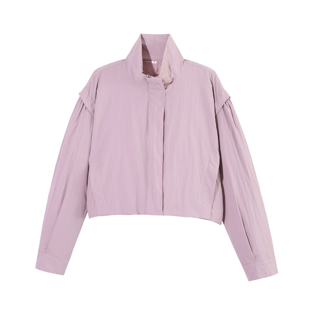 Damen Cropped-Blouson mit Stehkragen, geraffter Schulterpasse und weitem Ballonärmel Echo Archiv