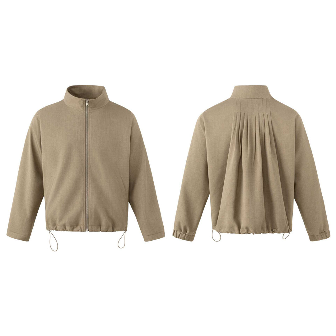 Herren Leichte Baumwoll-Mischgewebe-Utility-Jacke mit Stehkragen und Kordelzug Echoarchiv