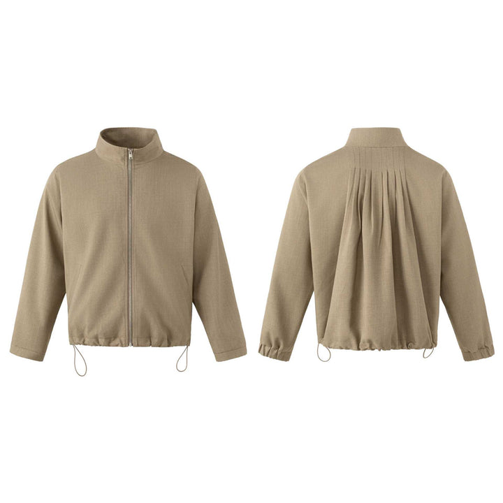 Herren Leichte Baumwoll-Mischgewebe-Utility-Jacke mit Stehkragen und Kordelzug Echoarchiv
