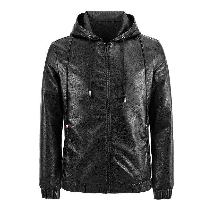 Herren Modische Kapuzenjacke aus Kunstleder Echo Archiv