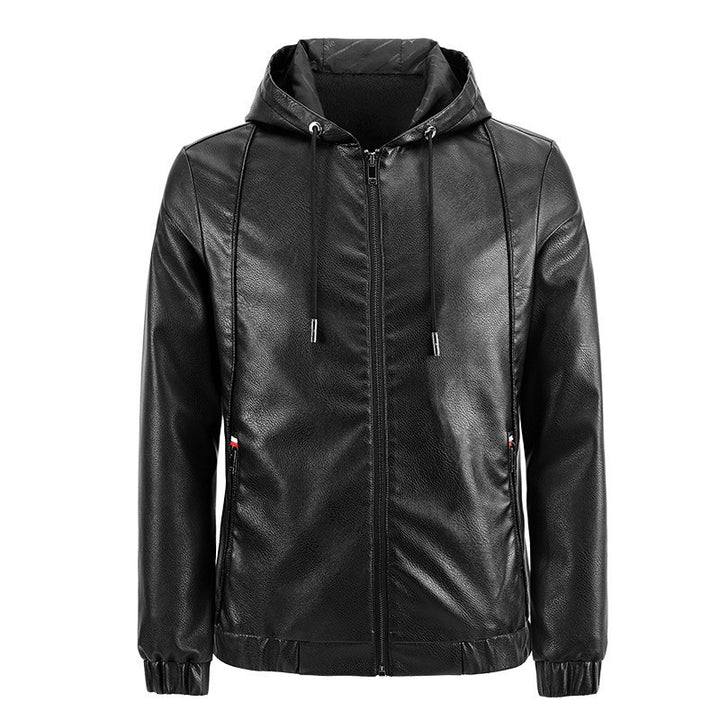 Herren Modische Kapuzenjacke aus Kunstleder Echo Archiv