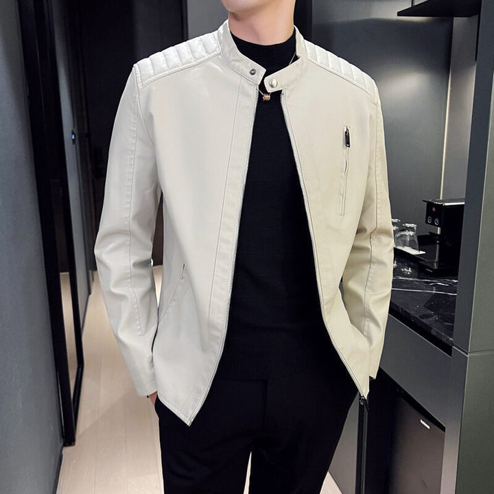 Herren Elegante Lederjacke mit Stehkragen Echo Archiv
