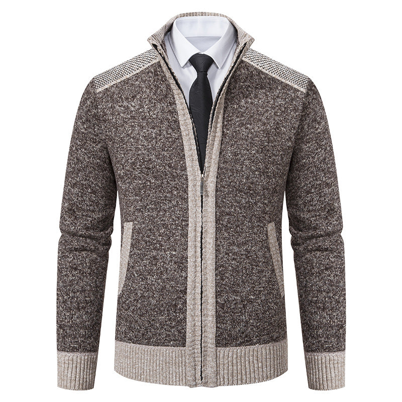Herren nan strukturierter Strickcardigan mit Stehkragen und durchgehendem Reißverschluss Echo Archiv
