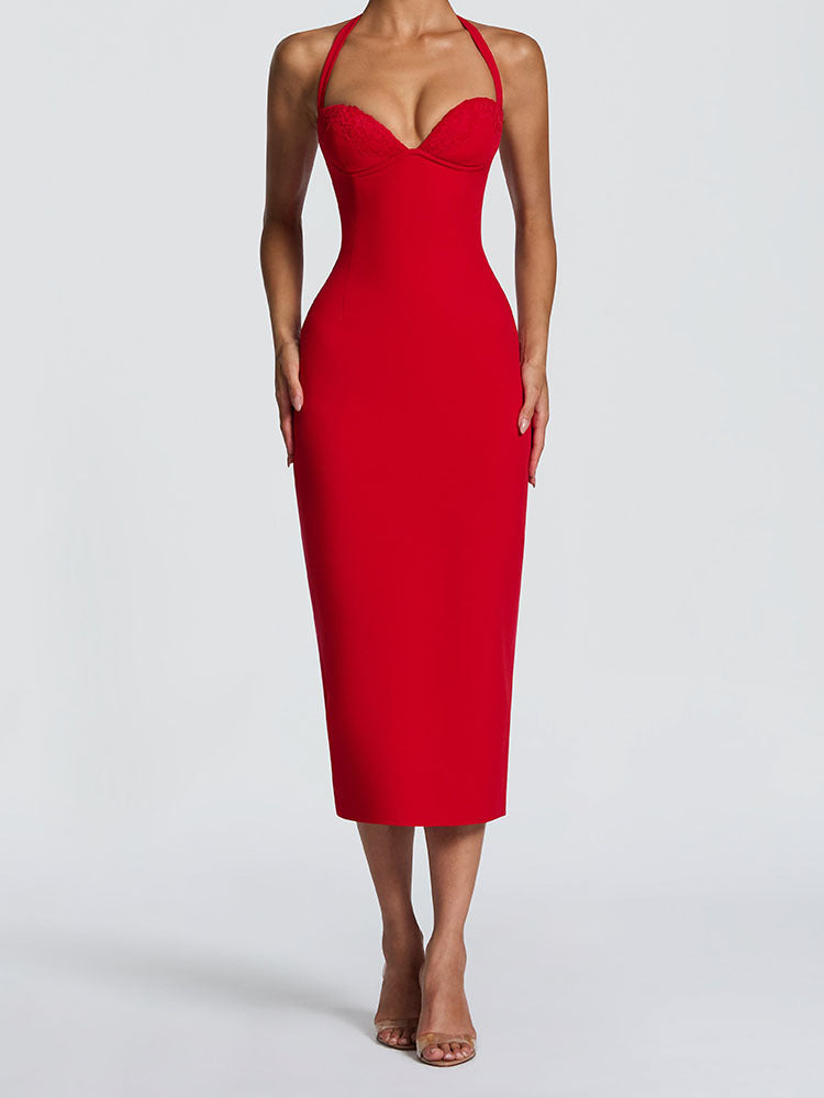 Damen Elegantes Bodycon-Kleid mit Halterdesign Echo Archiv