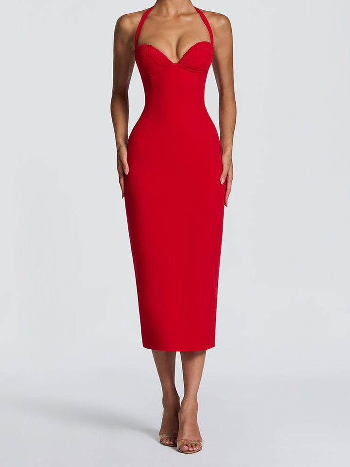 Damen Elegantes Bodycon-Kleid mit Halterdesign Echo Archiv