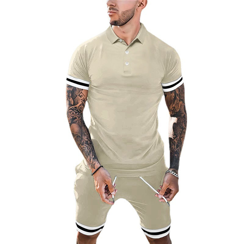 Herren Sportliches Kurzarm-Polohemd mit kombiniertem Shorts-Set Echoarchiv
