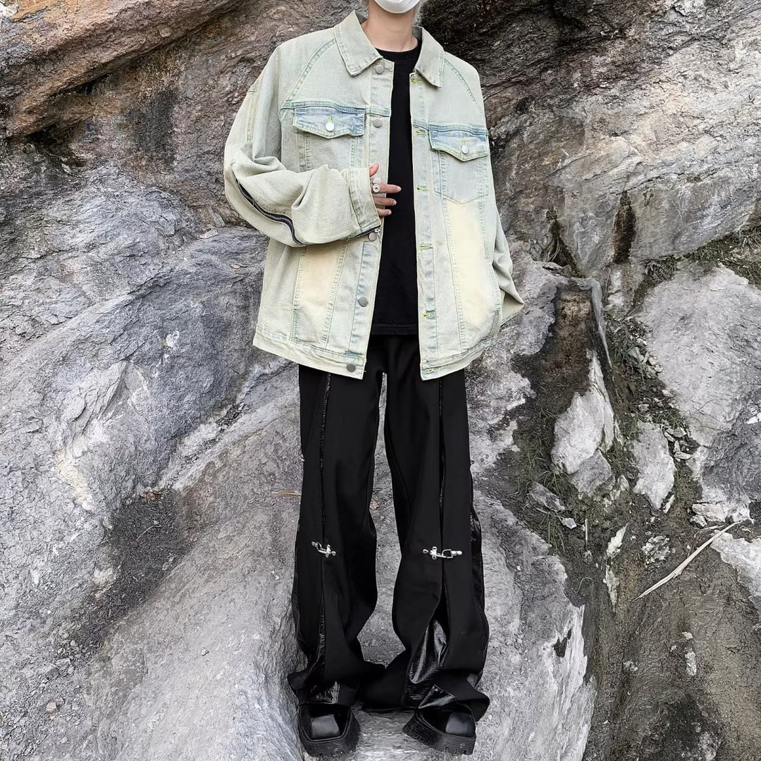 Unisex lässige Oversize-Jeansjacke mit einzigartigem Schnitt und praktischen Taschen Echoarchiv