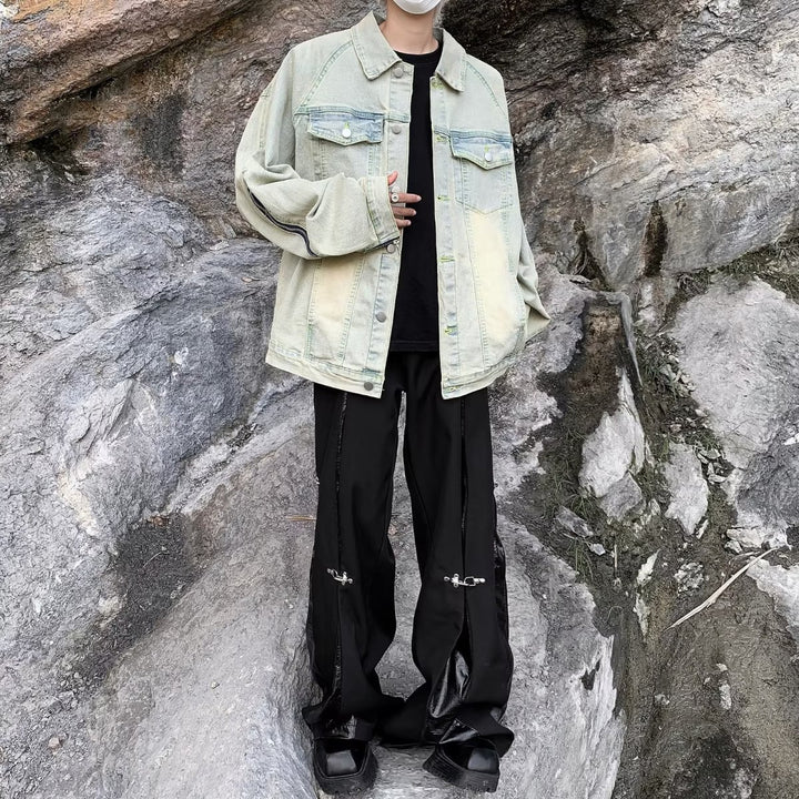 Unisex lässige Oversize-Jeansjacke mit einzigartigem Schnitt und praktischen Taschen Echoarchiv