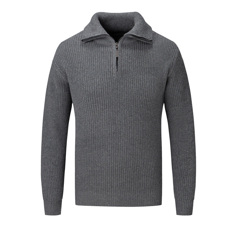 Herren Freizeitpullover mit halbem Reißverschluss und strukturiertem Strickmuster Echoarchiv