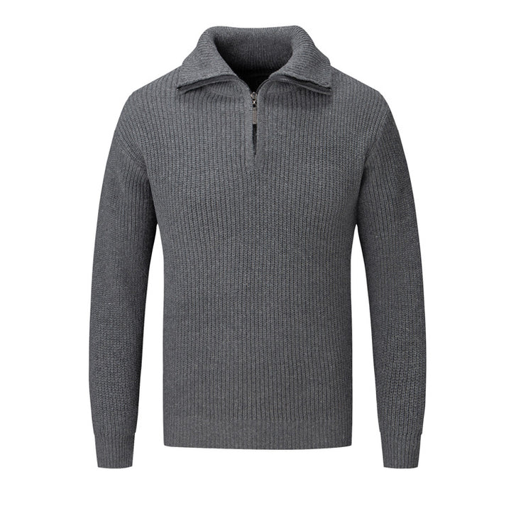 Herren Freizeitpullover mit halbem Reißverschluss und strukturiertem Strickmuster Echoarchiv