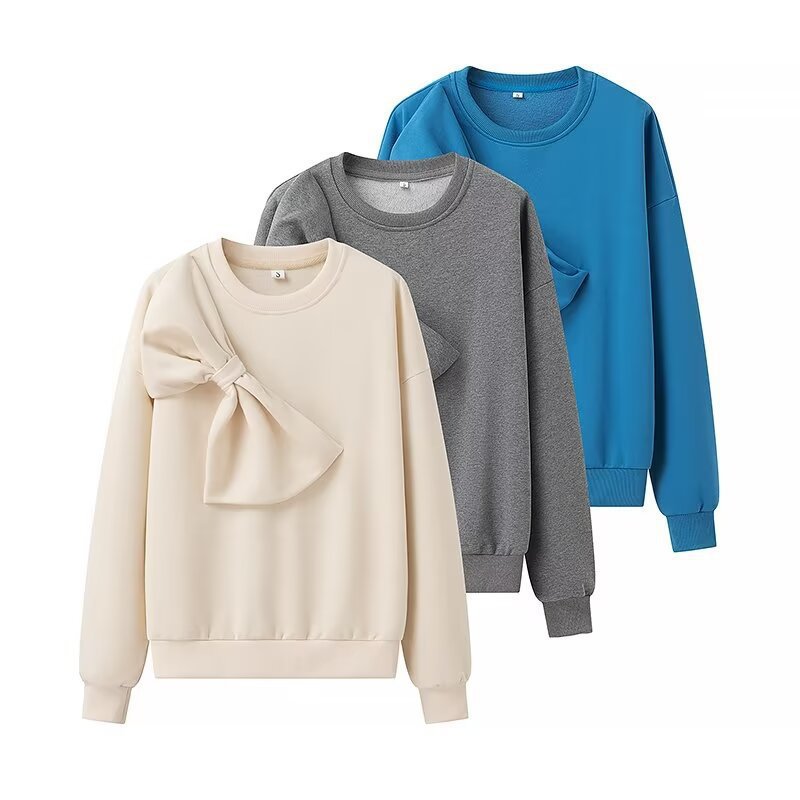 Damen Oversize-Sweatshirt mit dekorativer Schleifenapplikation Echo Archiv