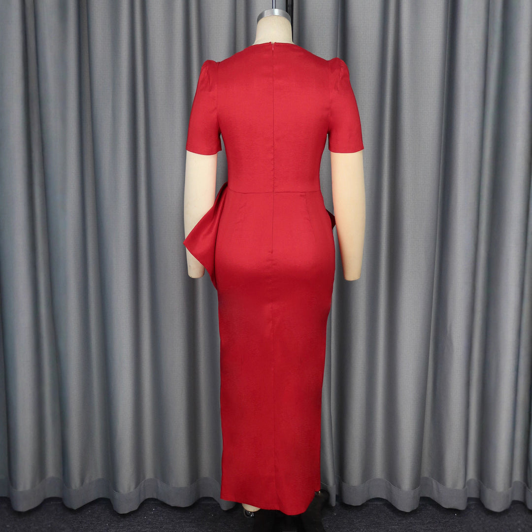 Damen Maxikleid mit eleganter Drapierung und voluminösem Rock Echo Archiv