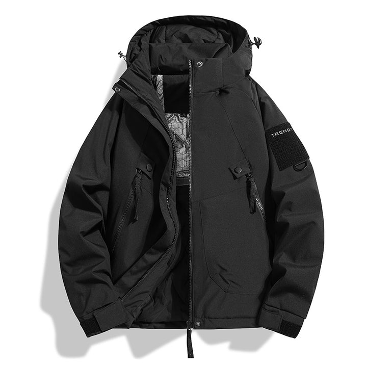 Herren Isolierte Kapuzen-Fieldjacke mit gesteppter Thermofütterung, winddichter Hülle & Utility-Taschen Echoarchiv