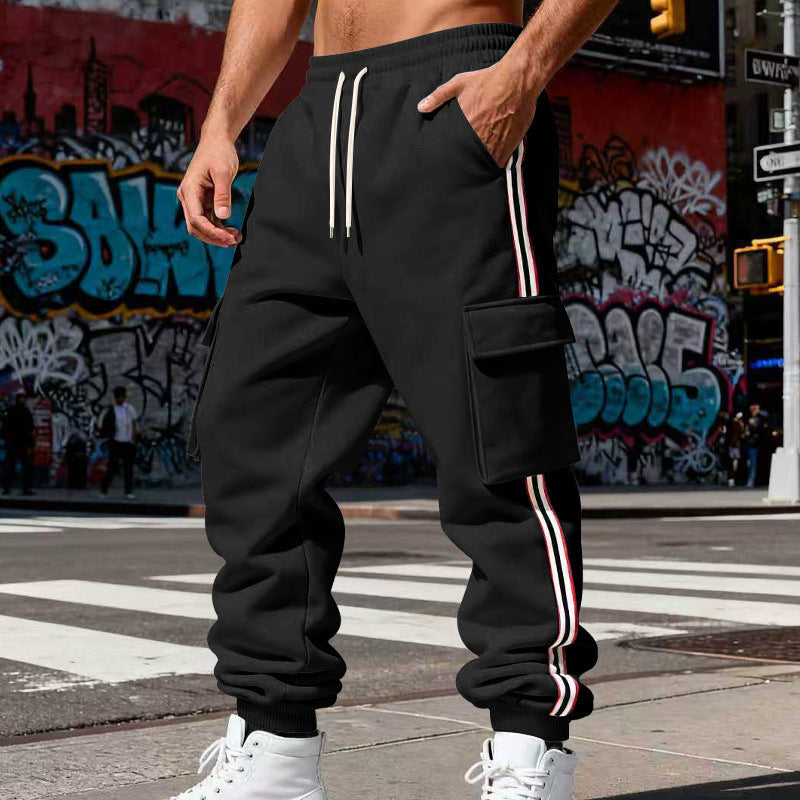 Herren Cargo-Joggerhose mit seitlichen Klapp‑Cargotaschen, Tunnelzug & Rippbündchen – Bravaro