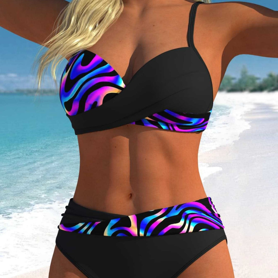 Damen Bikini-Set mit floralem Wickelmuster und bequemen High-Waist-Höschen Echo Archiv