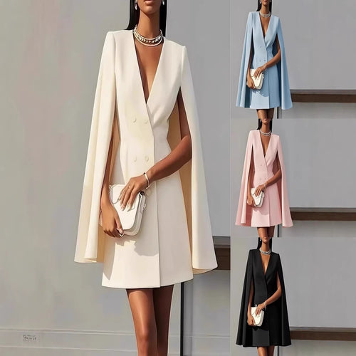 Damen Kurzblazer-Kleid mit Cape-Ärmeln und doppelreihiger Knopfleiste – Valéne