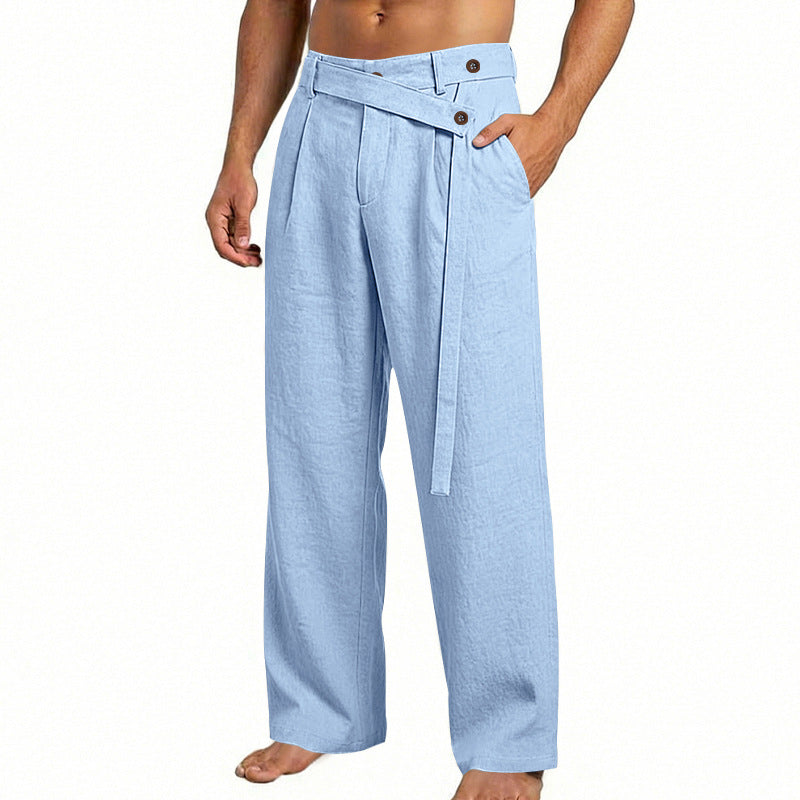 Herren nan weite Leinenhose mit Wickelbund, hoher Taille und legerem Bein Echo Archiv