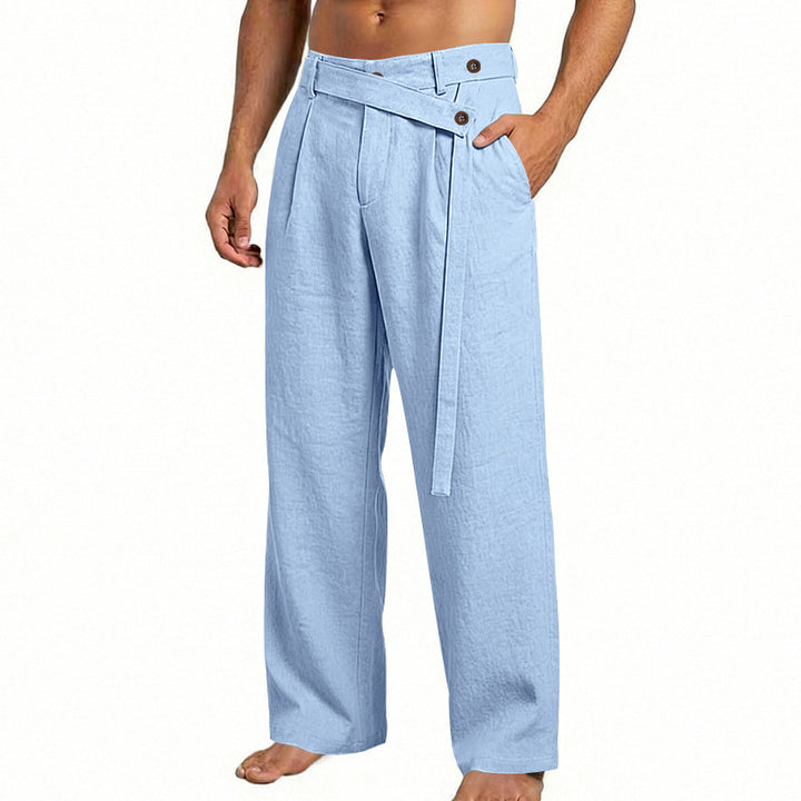 Herren nan weite Leinenhose mit Wickelbund, hoher Taille und legerem Bein Echo Archiv