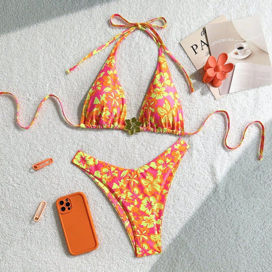 Damen Triangel-Bikini mit verspieltem Blumenmuster Echo Archiv