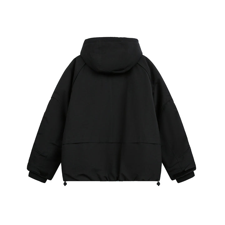 Damen Oversized wattierte Kapuzenjacke mit Raglanärmeln und Kordelzug Echoarchiv