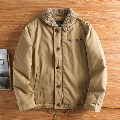 Herren nan militärisch inspirierte Canvasjacke mit Teddykragen, isolierender Innenlage und Kordelzug Echo Archiv
